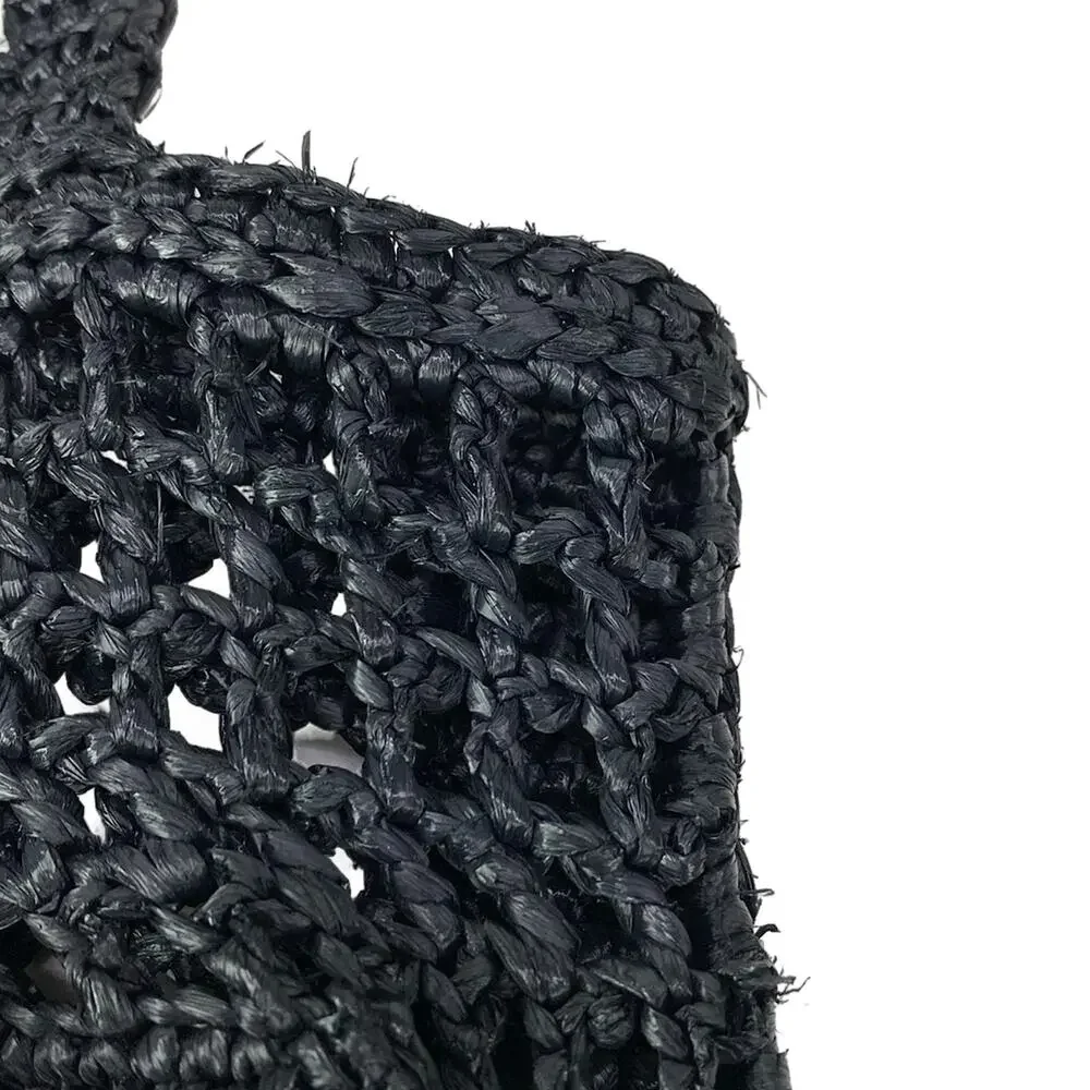 Prada Crochet Tote Bag Tote Bag 1BG393 Black White